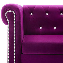 vidaXL Divano Chesterfield a 3 Posti Velluto Viola Sdraio Sofa Arreddo Salotto