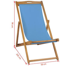 Festnight- Sedia a Sdraio in Legno di Teak/Lettino Prendisole 56x105x96 cm Blu