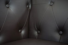 Divano 3 posti classico stile vittoriano Chesterfield ecopelle 90x195x74cm ~ marrone piedi rotondi