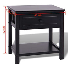 2 comodini neri con 1 cassetto e ripiani, in legno, per soggiorno, camera da letto, 40 x 29 x 42 cm