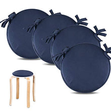 Cuscino circolare per sedia con cravatte, 4 pezzi, coprisedia rotondo, sfoderabile, per interni ed esterni, per patio, bar, bar, bar, antiscivolo, per bambini, senza sedia (blu, 30 cm)