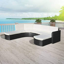 SKM Set Divani da Giardino 4 pz con Cuscini in Polyrattan Nero (51.8kg)