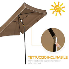 Outsunny Ombrellone da Esterno 200x200cm, Terrazza, Giardino con Tettuccio Quadrato, Regolabile e Portatile, caffè