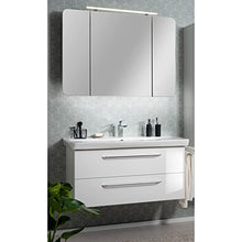 FACKELMANN Set di 3 mobili da bagno Milano da appendere, con lavabo in ceramica da 110 cm e armadietto a specchio a LED