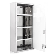 Relaxdays Armadietto per Medicinali con 2 Chiavi, Porta di Vetro, in Acciaio Inossidabile, 57 x 27 x 12 cm, Argentato, Argento