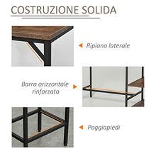 HOMCOM Set Tavolo Alto con 2 Sgabelli e Scaffale Stile Industriale in Metallo e Legno, Arredamento Moderno Bar e Cucina, Marrone Rustico