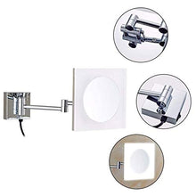 OMLTER LED Specchio Trucco Wall Mount, 10x Ingrandimento Pieghevole Unico Lato Bellezza Specchio con Luci, 8" Specchio Parete per Hotel Bagno, Acrilico Telaio