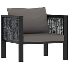 Tidyard Set Mobili in Rattan da Esterno con Tavolino, 2 Poltrone e Divano con Cuscini,per Giardino, Terrazza e Balcone,Colore Antracite, Nero