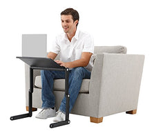 Supporto regolabile da tavolo per PC portatile, in alluminio, presa d'aria con ventola con ventole CPU, ultra leggero ed ergonomico, vassoio stand up per il letto e la sedia Nero
