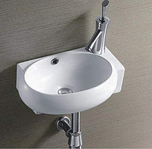 warenplus Lavabo in ceramica bianca da parete ovale 43,5 x 30 x 13 cm