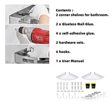 MeeQee 2 Pezzi Portasapone Doccia Autoadesivo Mensola Doccia Senza Foratura Porta Oggetti per Bagno Acciaio Inox Porta Shampoo Doccia - Argento