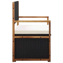 Goliraya Cassapanca da Giardino per Esterno 2 Posti in Polyrattan e Legno di Acacia con Braccioli e Schienale,Panca con Contenitore da Giardino per Esterno con 2 Posti in Rattan e Legno 110x56x87 cm