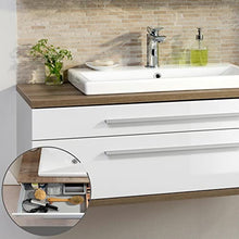 FACKELMANN Set di mobili da bagno Stanford 4 pezzi, con mobiletto sospeso e vasca in ceramica da 110 cm e armadietto a specchio a LED