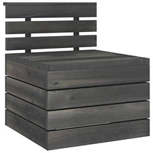 FAMIROSA Divano Centrale da Giardino Pallet Pino Massello Grigio Scuro