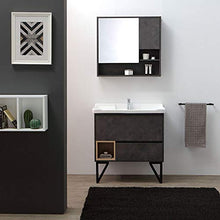 Kiamami Valentina MOBILE BAGNO DA TERRA 80CM GRIGIO INDUSTRIALE E SPECCHIO CONTENITORE | VIENNA