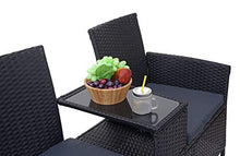 Mendler Divano Sofa per l'esterno Doppia Seduta portavivande HWC-E24 polyrattan Nero Cuscini Grigio