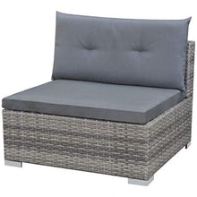 SKM Set Divani da Giardino 10 pz con Cuscini in Polyrattan Grigio
