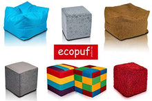 Ecopuf Yoko Poltrona Sacco - Pouf Imbottito in Ecopelle Patchwork Design, Doppia Cerniera - 70x75Cm