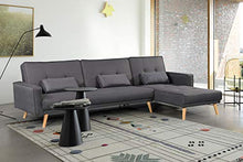 Divano angolare convertibile, design scandinavo, in tessuto, colore: grigio