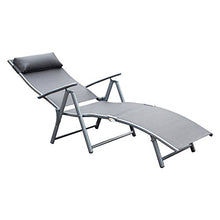 Outsunny Sdraio da Giardino Pieghevole con Cuscino, Schienale con 7 Reclinazioni, 137x63.5x100.5cm, Grigio
