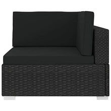 Tidyard Poltrona Modulare ad Angolo con Cuscini in Polyrattan Nero 70 x 70 x 52,5 cm