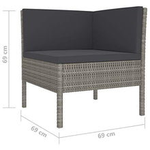 SKM Set Divani da Giardino 10 pz con Cuscini in Polyrattan Grigio (70kg)