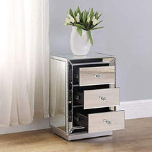 HMDJW Moderno 3 cassetto Comodino Specchio Tabella casa Specchio Accent Tabella Camera Mini Cabinet d'Argento