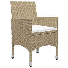FAMIROSA Set da Pranzo da Giardino 3 pz Beige in Polyrattan e Vetro
