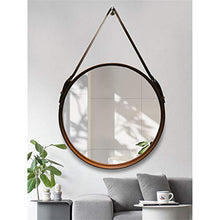 19.6"- 27.5" Pulire Grande Specchio a Parete Rotondo Specchio cosmetico Specchio comò con Cintura in Pelle per ingressi salotti Bagno, casa specchi Decor