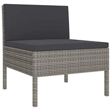SKM Set Divani da Giardino 3 pz con Cuscini in Polyrattan Grigio (19.5kg)
