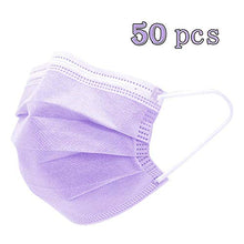Unbr 50 Pezzi di Protezione USA E Getta, con Orecchini, Antipolvere, 3 Strati di Protezione (Viola)