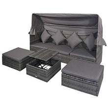Set Salotto da Giardino Divano 2 Poltrone e Tavolino in Rattan Grigio
