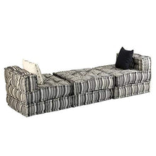 Tidyard Pouf Divano Letto Modulare a 3 Posti in Tessuto Patchwork,Divano in Tessuto,Divano Modulare,Divano con Penisola,Divano Angolare in Tessuto,Poltrona Letto in Tessuto