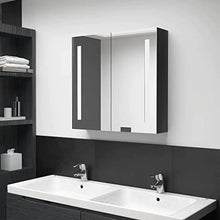 vidaXL Armadietto Bagno con Specchio e Luci LED con Ante e Ripiani Interni Elegante Moderno Funzionale Mobiletto Pensile 60x14x62 cm MDF e Melamina
