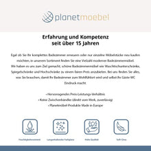 Planetmöbel Mobiletto per lavabo in ceramica, a specchio, 50 cm, opaco (bianco opaco)