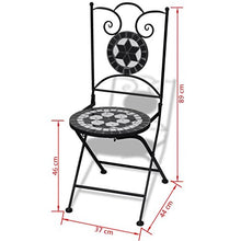 SOULONG Sedie da Bistrot, Set 2 Pezzi Sedia Esterno con Mosaico Pieghevoli in Ceramica, Sedia per Balcone, Terrazza o Giardino (Nero e Bianco)