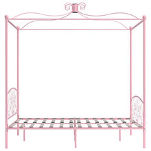 SKM Letto a Baldacchino Rosa in Metallo 140x200 cm
