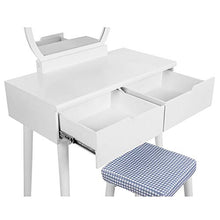 zhangfengjiao Mobile da Toeletta per Ragazza, Set da Toletta con Sedia, Cassetto E Specchio, Adatto per Camera da Letto, Bagno (Bianco, Nero)