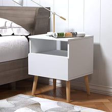 WOLTU TSR58ws Comodino Bianco con Cassetto Comodini da Notte Organizzatore da Letto in Legno