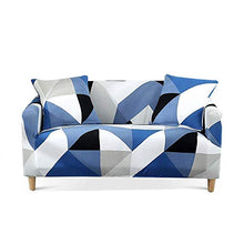 Carvapet Elasticizzato Copridivano Allungabile Universale Fodera per Divano Antiscivolo Sofa Protettore (Blu Triangolo, 2 posti)