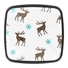Vector pattern with brown deer and snowflakes Pomelli per Porta Set di 4 Pomelli per Mobili Manopole per Cassetti Cucina Armadio Vetro