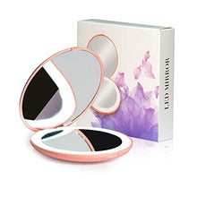 WXL Specchi da Tavolo Specchio per Il Trucco Portatile Portatile Specchio cosmetico con Specchio Ricaricabile Leggera Compatto 1x Specchio Pieghevole Specchio Trucco con LED (Color : 10X White)