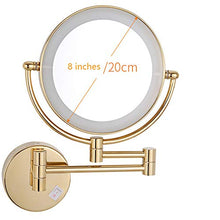 specchio trucco,specchio trucco,8 pollici di ingrandimento 3 volte Specchio per il trucco a led, specchio per il trucco pieghevole in metallo di bellezza per il bagno con sensore dorato