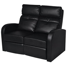 Festnight Divano Home Cinema 2 Posti Reclinabile in Pelle Artificiale Nera