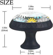 Gray Blue Yellow White Daisy Pattern Pomelli per Porta Set di 4 Pomelli per Mobili Manopole per Cassetti Cucina Armadio Vetro