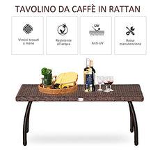 Outsunny Tavolino in Rattan Sintetico da Esterno, Giardino, Terrazzo Impermeabile Marrone 90x50x35cm