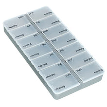 COM-FOUR® 2X Dosatore per farmaci in INGLESE - Scatola dei farmaci per 7 giorni - Scatola delle pillole - Dosatore settimanale per la conservazione [INGLESE] (nero/color argento)