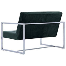 Tidyard Divano a 2 Posti Moderno Rivestito in Stoffa, Divano Letto Gonfiabile, Divano a 2 Posti con Braccioli Verde Scuro Cromato e Velluto - Arredi Casa