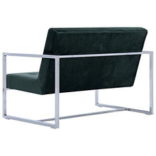 vidaXL Divano a 2 Posti con Braccioli Design Originale Moderno Elegante Robusto Confortevole Durevole Sicuro Velluto Sofà Canapè Verde Scuro Cromato