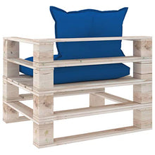 vidaXL Divano da Giardino in Pallet Cuscini Blu Reale in Legno di Pino